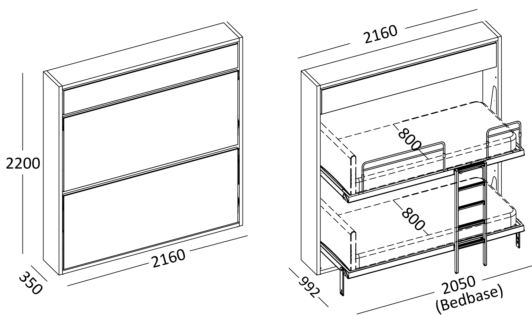 Opklapbaar stapelbed BedHabits 12